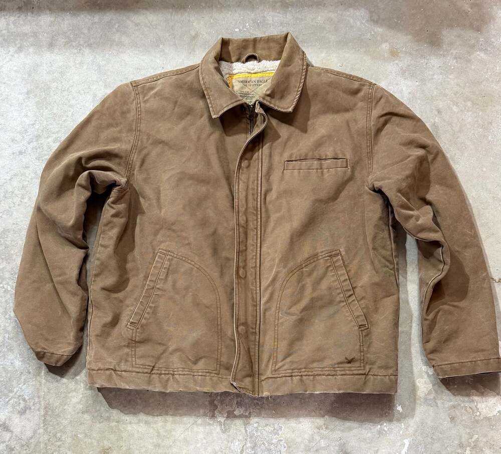 American Eagle Outfitters Brown Canvas Sherpa Lined Workwear Jacket Men's XXL